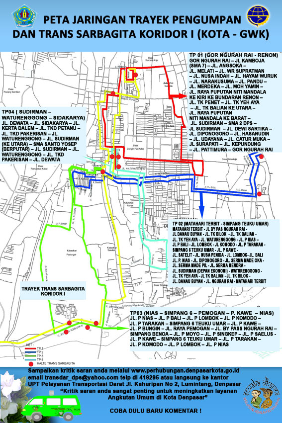 Brosur Peta Jaringan Trayek Pengumpan Trans Sarbagita Kota Denpasar